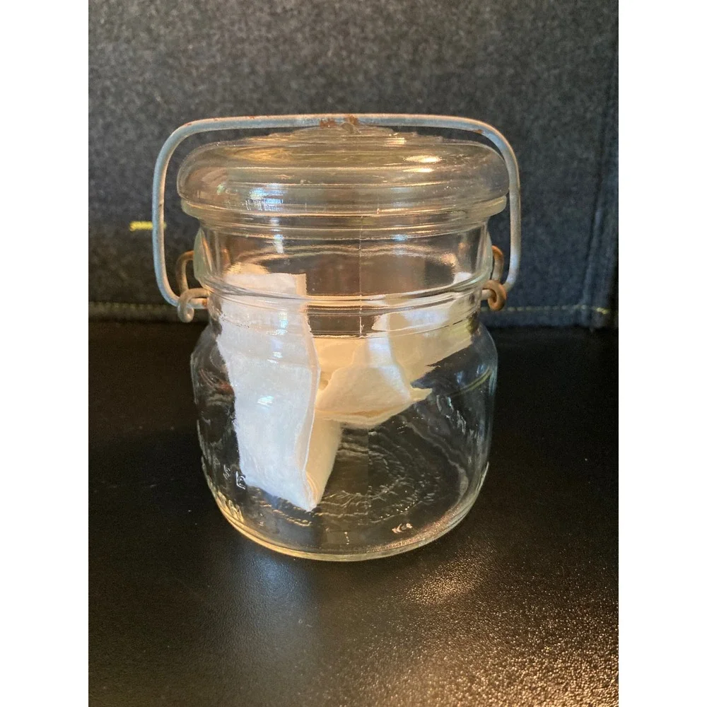 Vtg Ball Eclipse Wide Mouth Mason‎ Jar Original Glass Lid Wire Bail Jelly Size